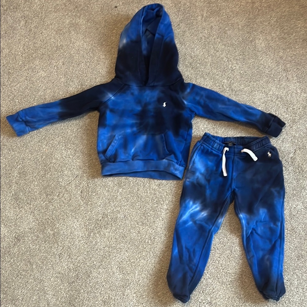 Kids Polo Blue Tie-Dye Hoodie and Jogger Set